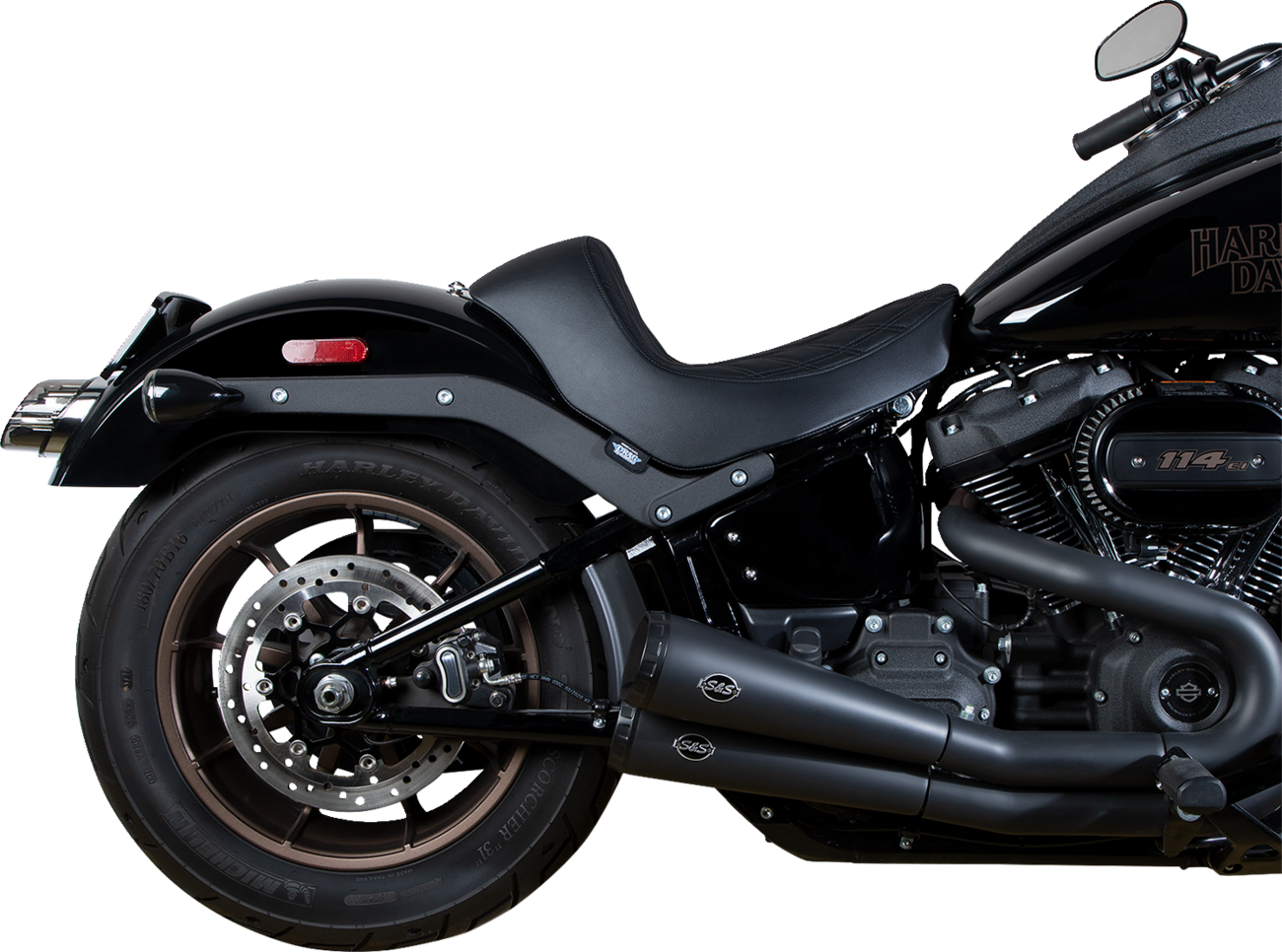 Drag specialties seats Solo Seat - Double Diamond - Black Stitching - FL/FX '18-'23 Harley Davidson