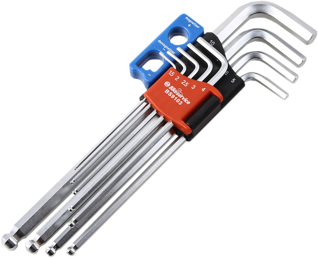 BIKESERVICE Extra Long Magnetic Hex Key Set