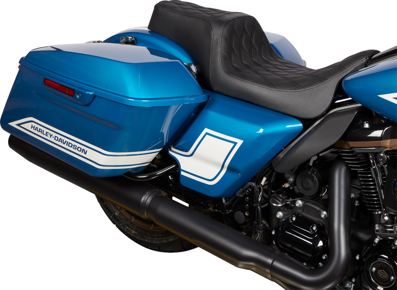 Drag specialties seats Predator 1Up Seat - Vinyl - Double Diamond Black Stitch - FLH '08-'23 Harley Davidson
