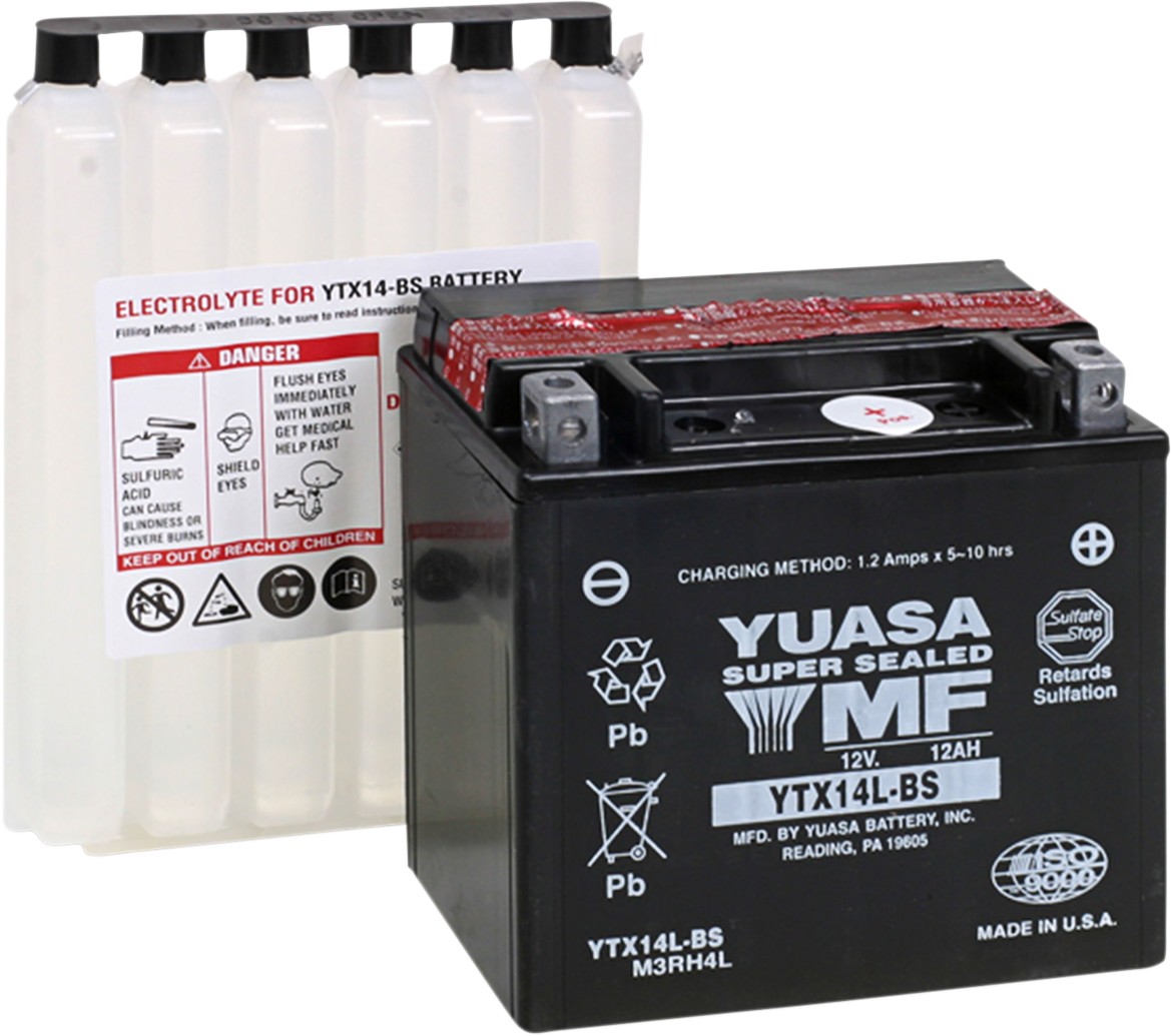 Yuasa AGM Battery - YTX14L-BS - .69 L Harley Davidson/Buell