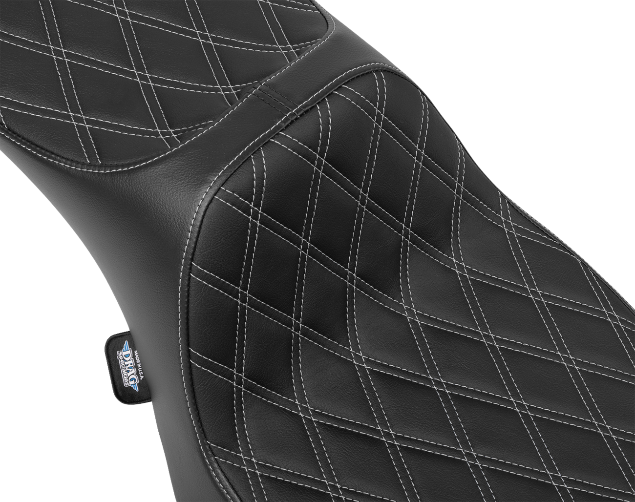 Drag specialties seats Extended Reach Predator III Seat - Double Diamond - Silver Stitching - Vinyl - FLH/FLT '23-'24 Harley Davidson