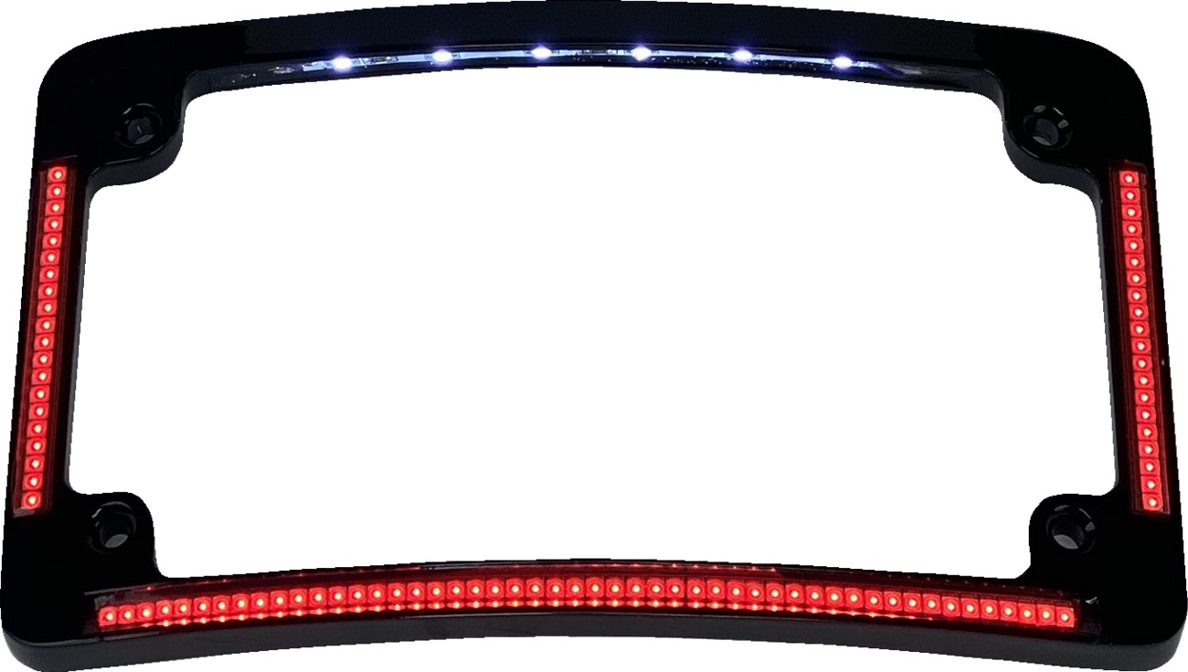 CUSTOM DYNAMICS Radius License Plate Frame with Auxiliary Red LEDs and Tag Illumination