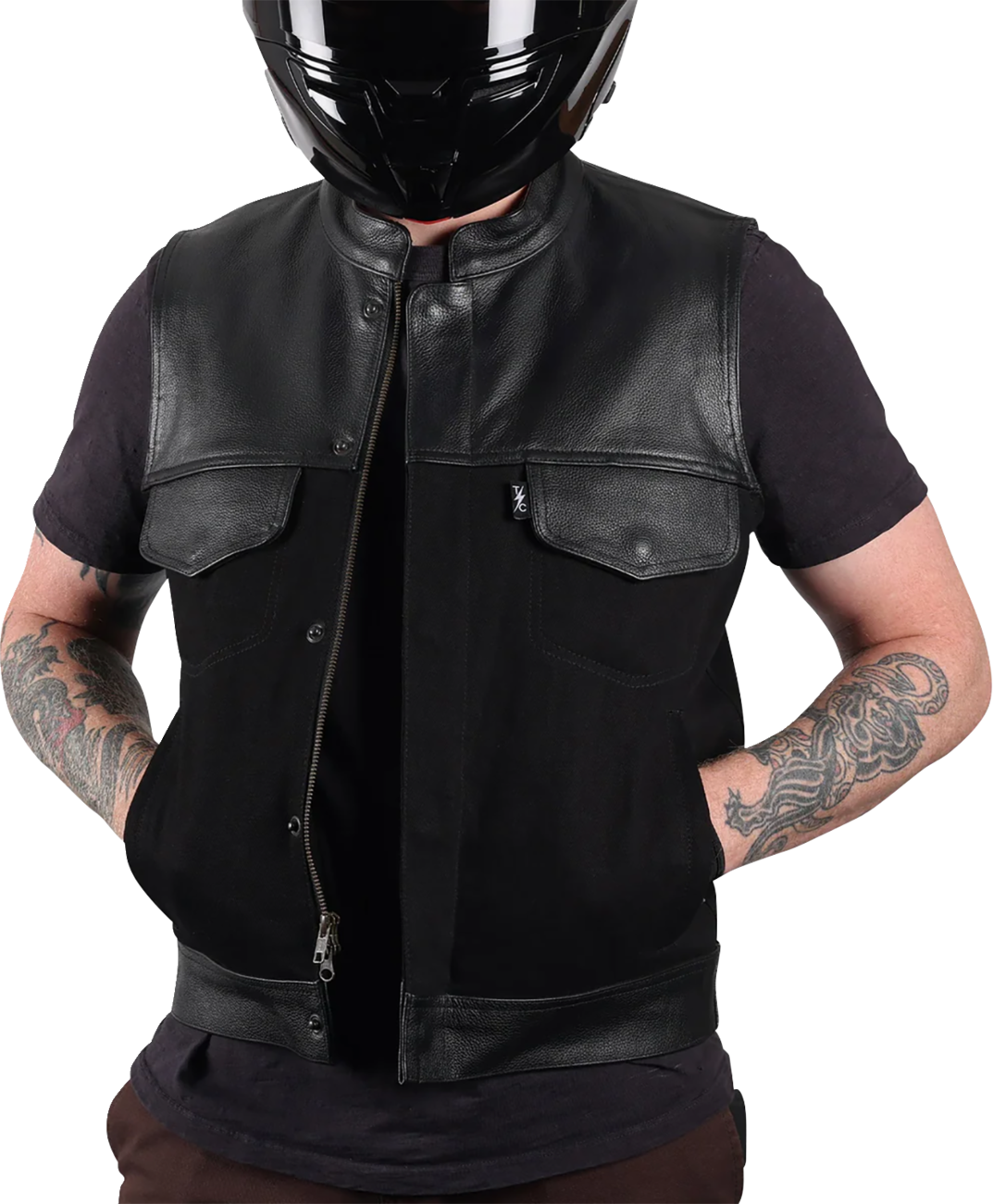 Thrashin supply co. Kanan Leather/Denim Riding Vest