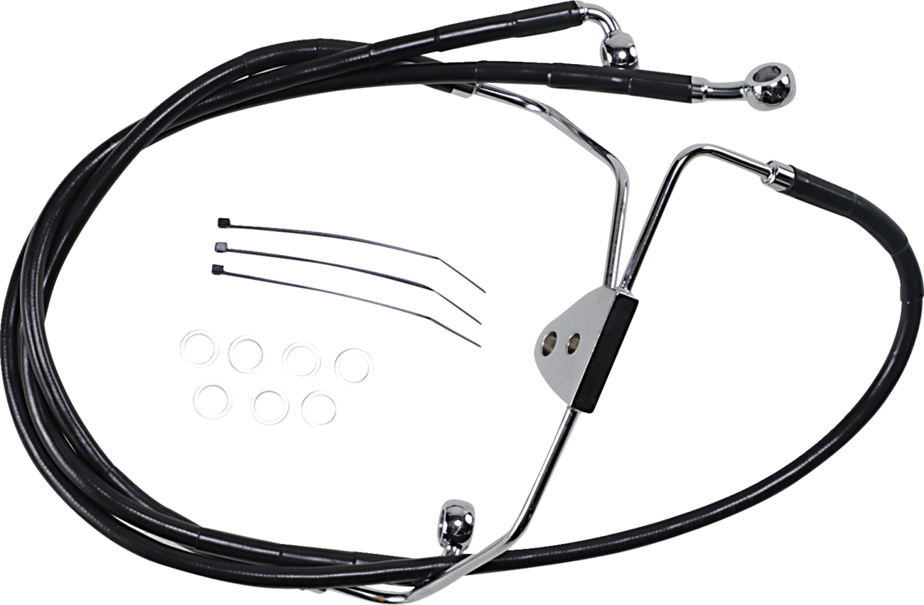 Drag specialties Brake Line - Front - Black - +8" Harley Davidson