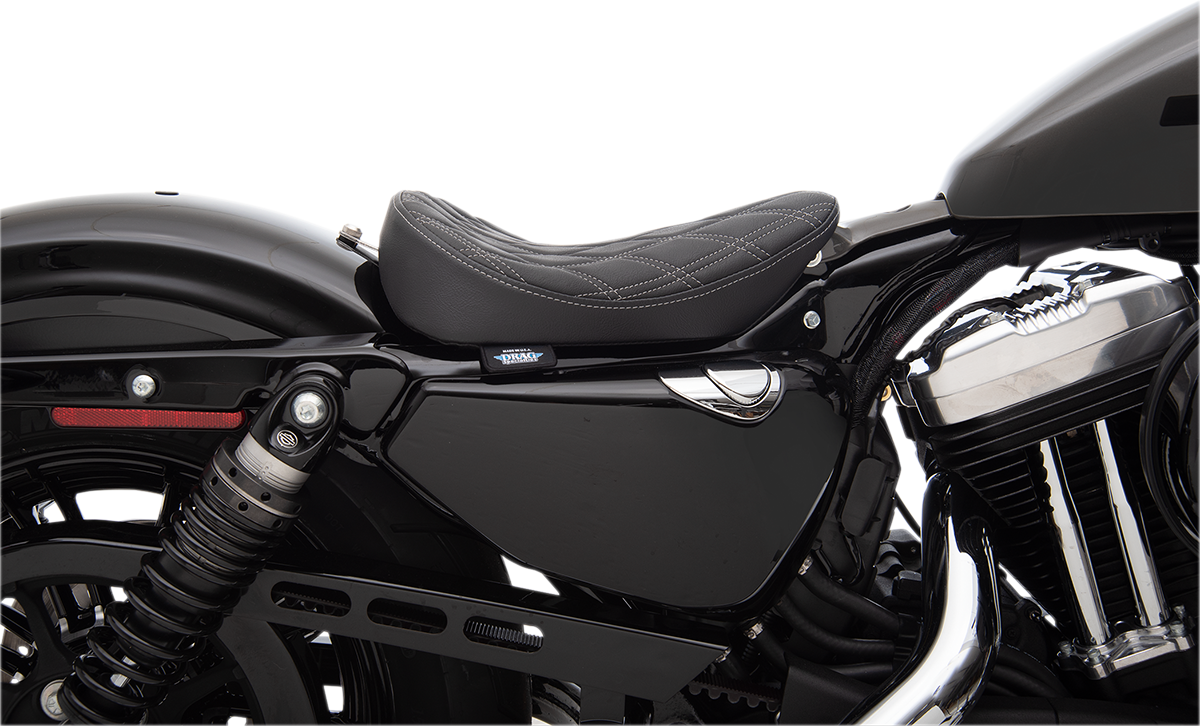 Drag specialties seats Bobber Solo Seat - Double Diamond - Silver Stitch - '10-'22 XL Harley Davidson