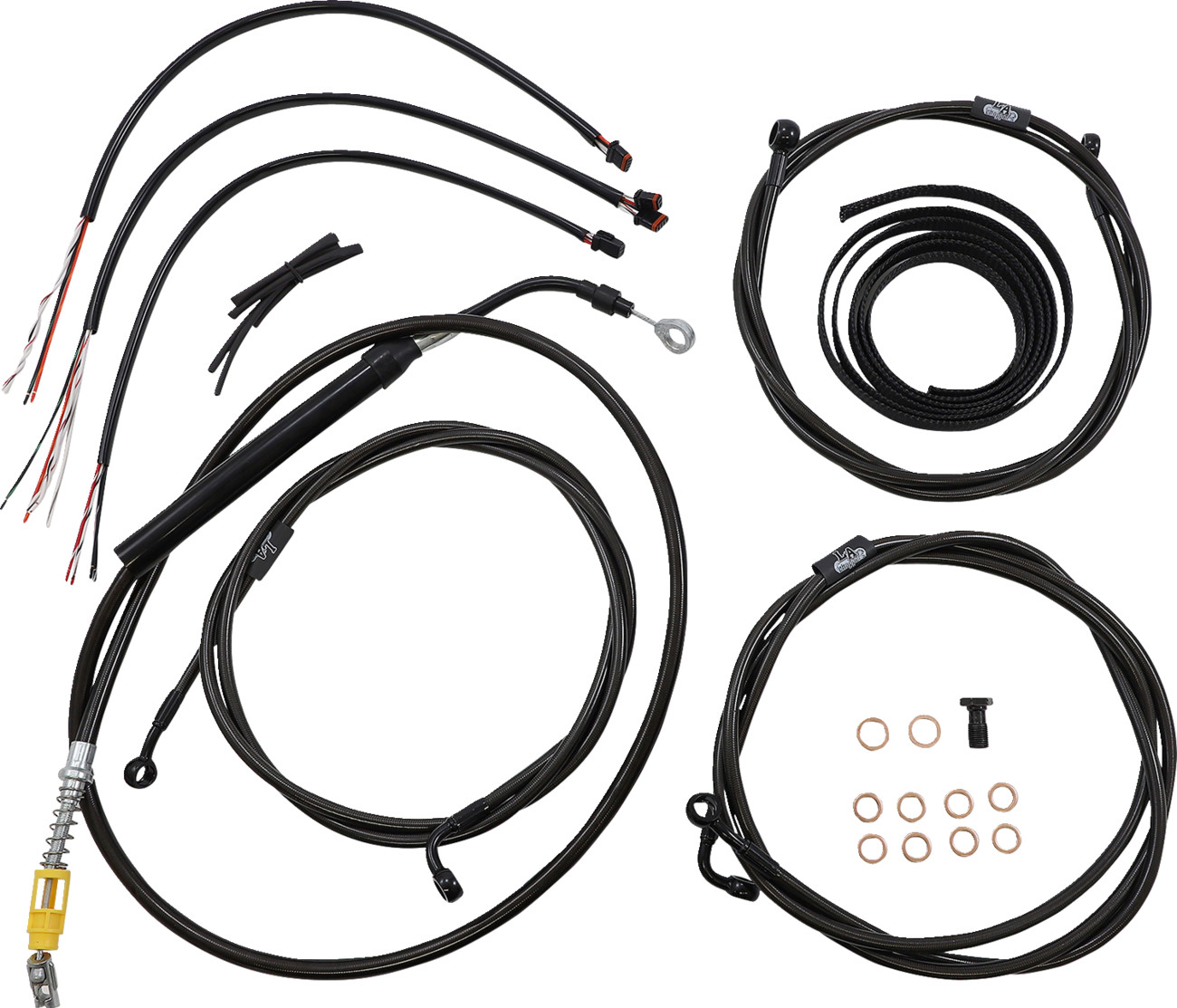 La choppers Complete Midnight Braided Cable Kit - 15"-17" Handlebars - ABS - '21-'22 Touring Harley Davidson