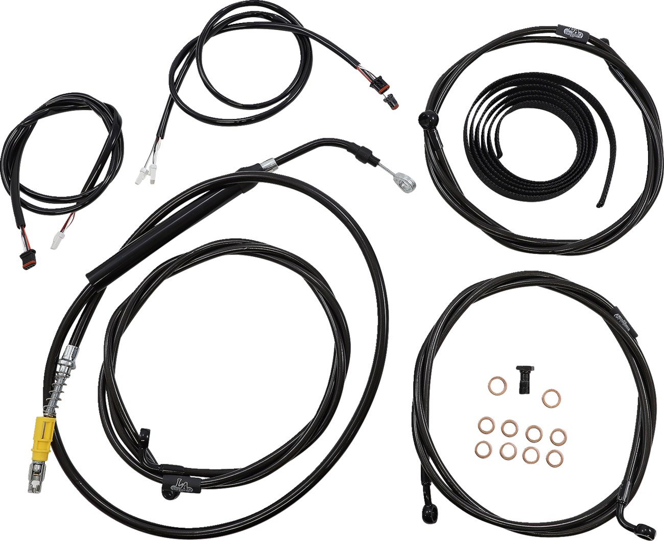La choppers Complete Plug-and-Play Cable Kit - 15" - 17" Handlebars - '21-'22 FLH - ABS - Black Harley Davidson