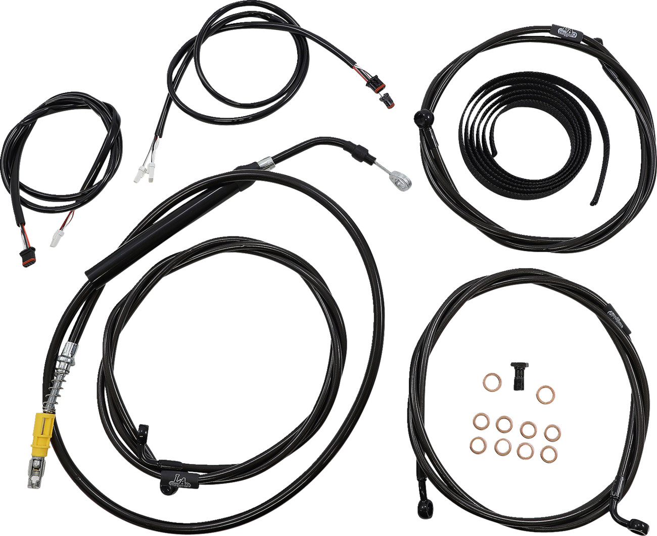 La choppers Complete Plug-and-Play Cable Kit - 15" - 17" Handlebars - '21-'22 FLH - ABS - Black Harley Davidson
