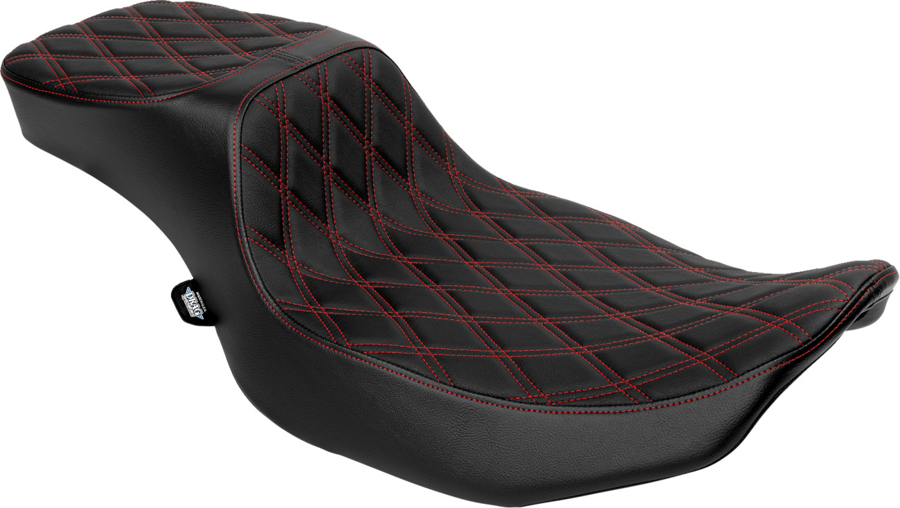 Drag specialties seats Performance Predator 2-Up Seat - Extended Reach - Vinyl - Red Double Diamond Stitch Harley Davidson