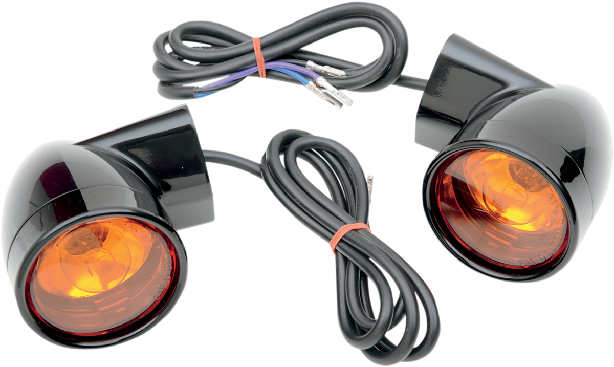 Drag specialties Bullet Turn Signal Lights - Front - Gloss Black - Harley-Davidson Harley Davidson
