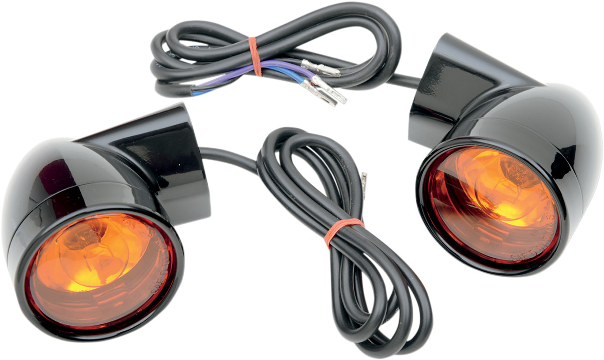 Drag specialties Bullet Turn Signal Lights - Front - Gloss Black - Harley-Davidson Harley Davidson