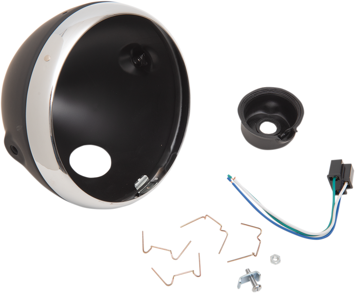 Emgo Lucas Style Headlight Shell - 7" - Black
