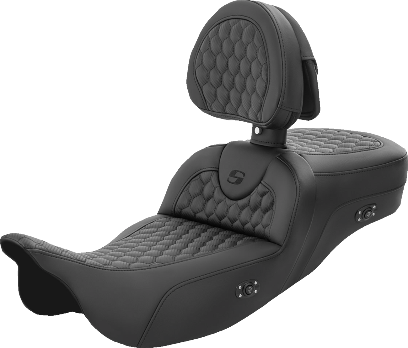 SADDLEMEN (808-07B-190BRHC) Honeycomb Roadsofa(tm) Seat | RoadSofa(tm) Seat - Honeycomb - with Backrest - Extended Reach - Heated - FL '08-'23