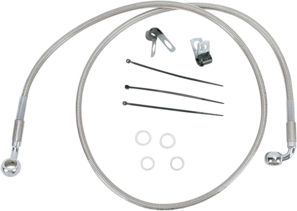 Drag specialties Brake Line - Front - +4" - Stainless Steel 2001-2005 Harley Davidson FXDL Dyna Low Rider / 2004-2005 Harley Davidson FXDLI Dyna Low Rider