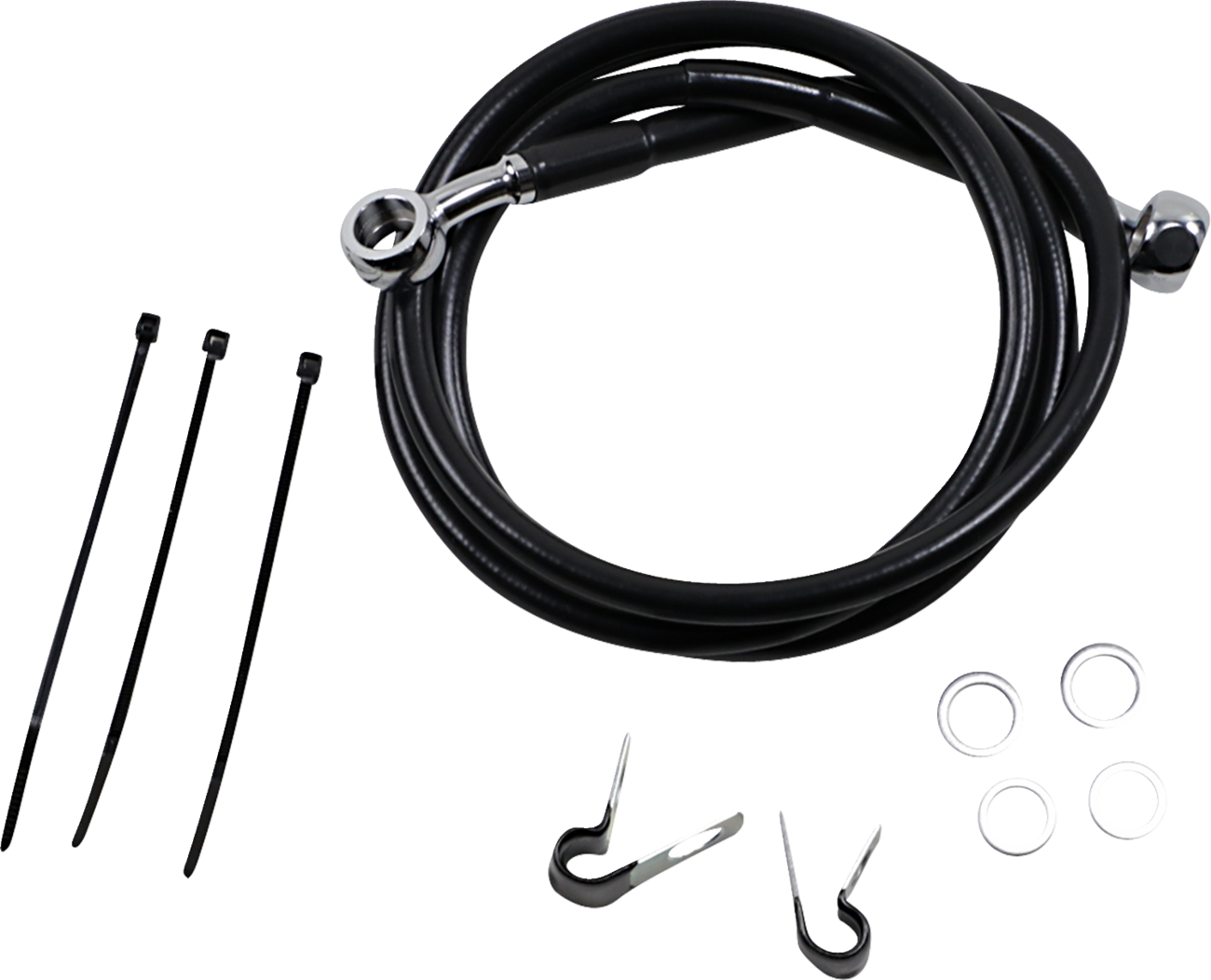 Drag specialties Brake Line - Front - Black - +2" - '99-'07 FXST Harley Davidson