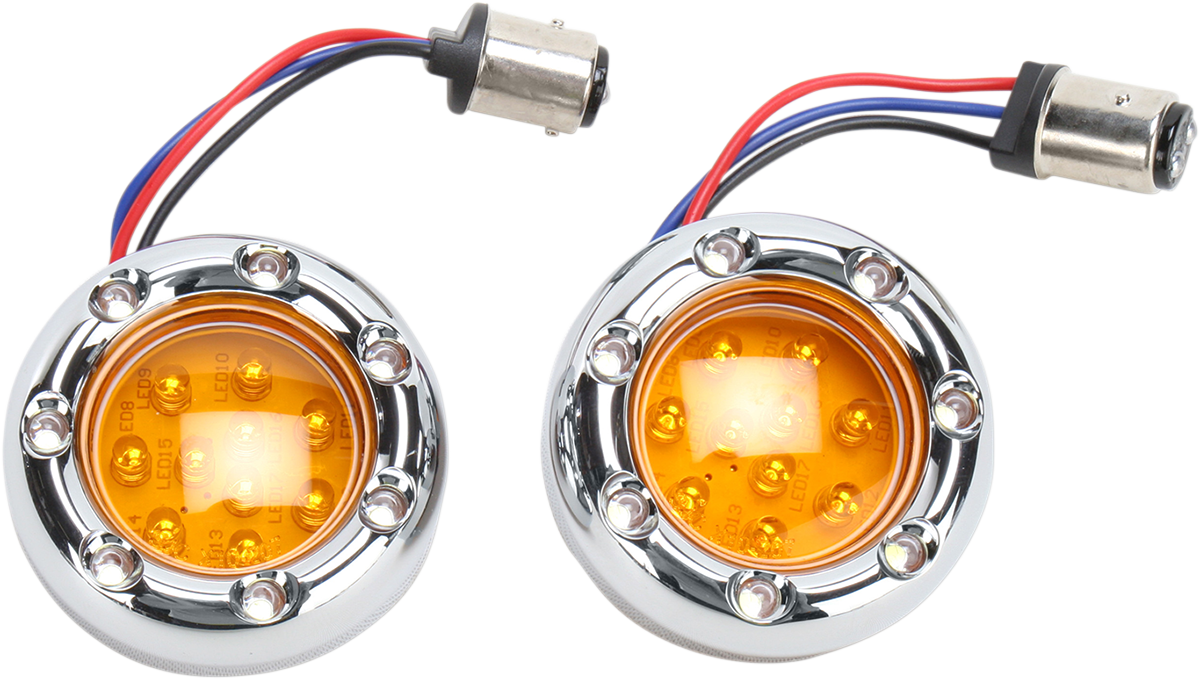 Arlen ness LED Light Kit for Factory Turn Signal Housing - Amber/White - Chrome