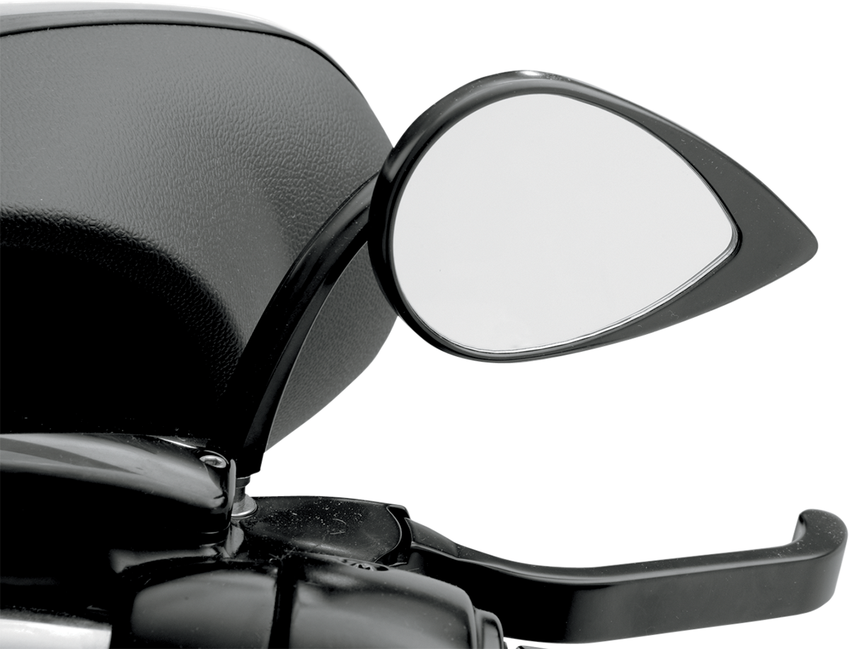 Drag specialties Mirror - Side View - Teardrop - Black - Curved/Short Stem - Each
