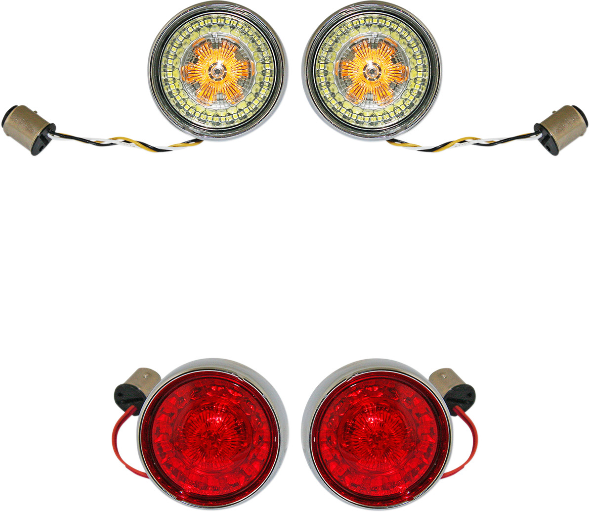 Complete Front & Rear Turn Signal Conversion Kit with Bullet Bezel Lenses
