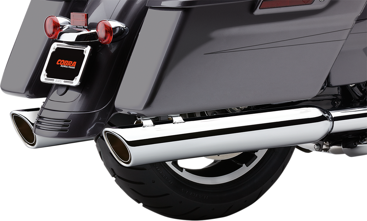 Cobra 909 4" Mufflers - Chrome - '95-'16 Bagger Harley Davidson