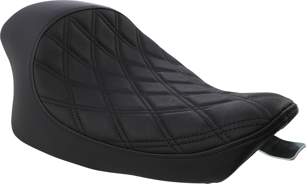 Drag specialties seats 3/4 Solo Seat - Double Diamond - Black w/ Black Stitching - XL '04-'22 Harley Davidson