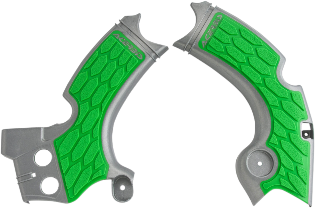 Acerbis X-Grip Frame Guards - Silver/Green - KX 250 F 2015-2020 Kawasaki KX250F