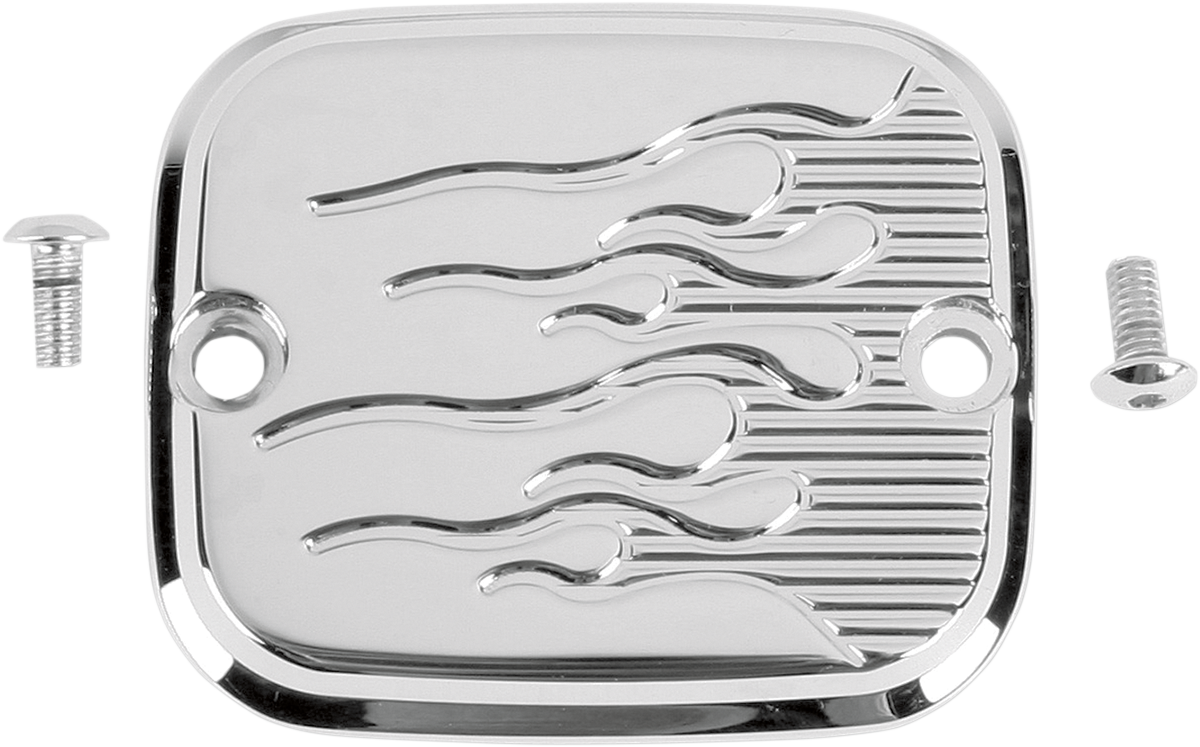 Joker machine Front Brake Master Cylinder Cover - Flame - Chrome Harley Davidson