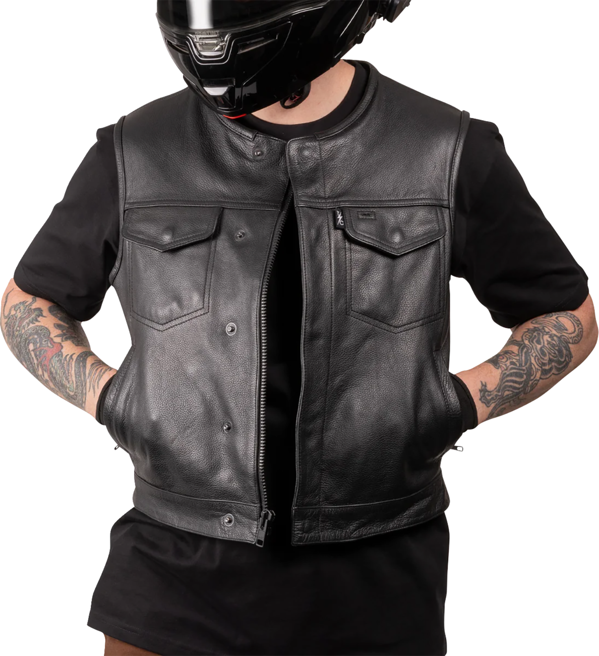 Thrashin supply co. Encinal Leather Shorty Riding Vest