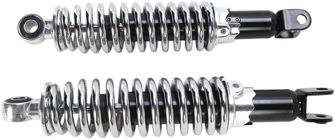 Emgo Custom Shorty Shocks with Shroud - Black Body/Chrome Spring Finish - Clevis Lowering