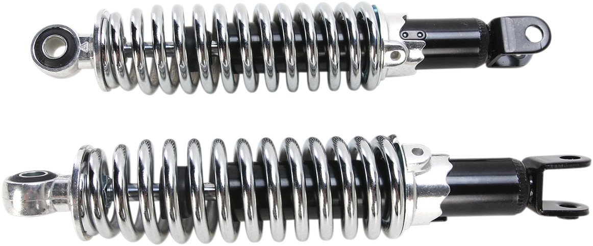 Emgo Custom Shorty Shocks with Shroud - Black Body/Chrome Spring Finish - Clevis Lowering