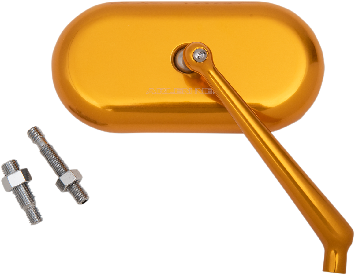 Arlen Ness Gloss Gold Oval Convex Screw in Right Side Single Handlebar Mirror