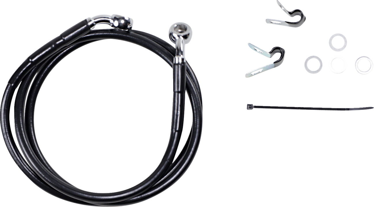 Drag specialties Brake Line - Front - Black - +6" - XL Harley Davidson