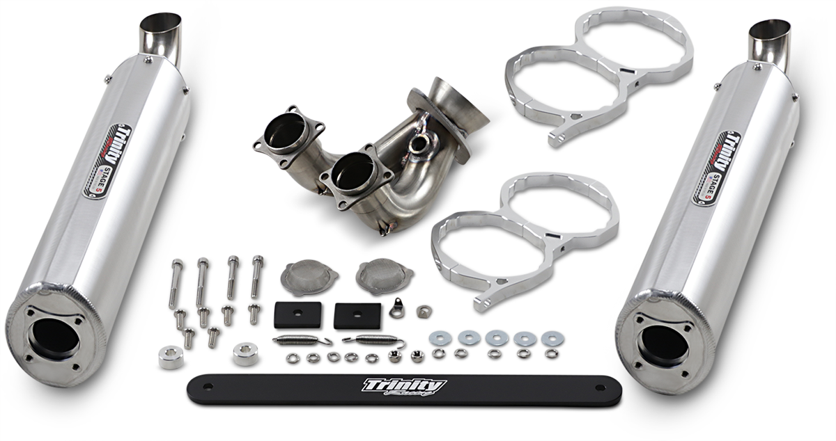 Trinity Racing Silver Stage 5 Slip on Muffler for 15-19 Polaris RZR XP 1000 4x4
