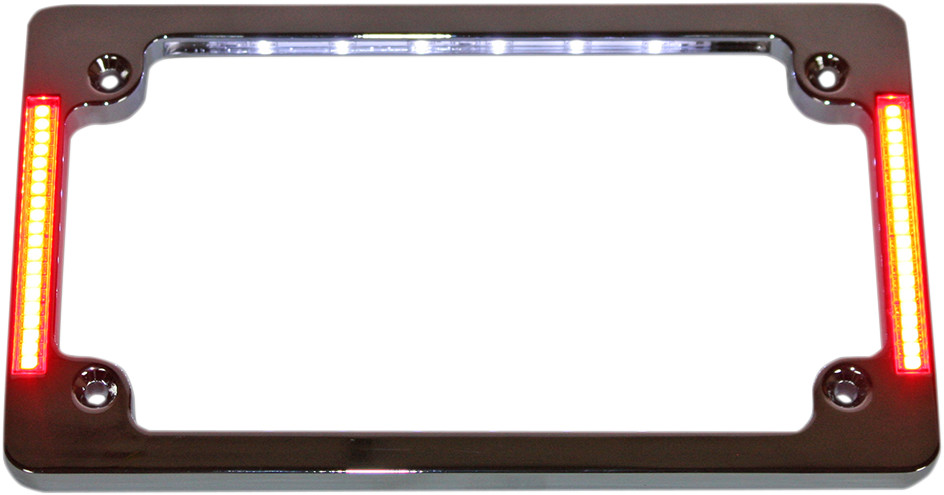 CUSTOM DYNAMICS Tri-Horizontal Motorcycle Plate Frame with Flush-Mount LEDs and LED Plate Illumination