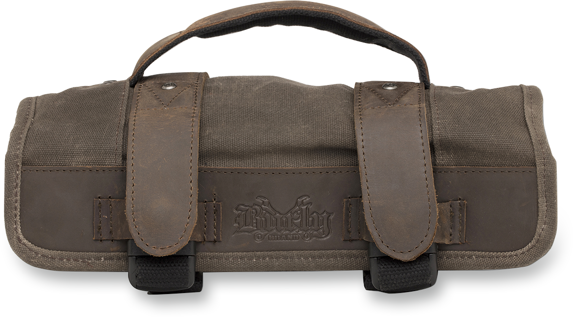 Burly Brand Brown Dark Oak Leather Buckle Zipper Universal Roll Tool Bag