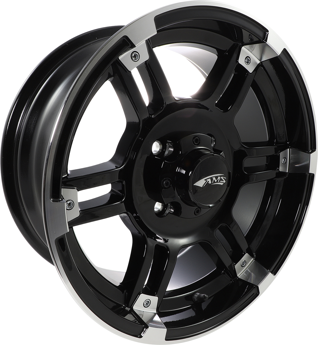 Ams Wheel - Roll'n 104 - Front/Rear - Machined Black - 15x7 - 4/110 - 5+2 Suzuki/Yamaha/Honda/Kawasaki
