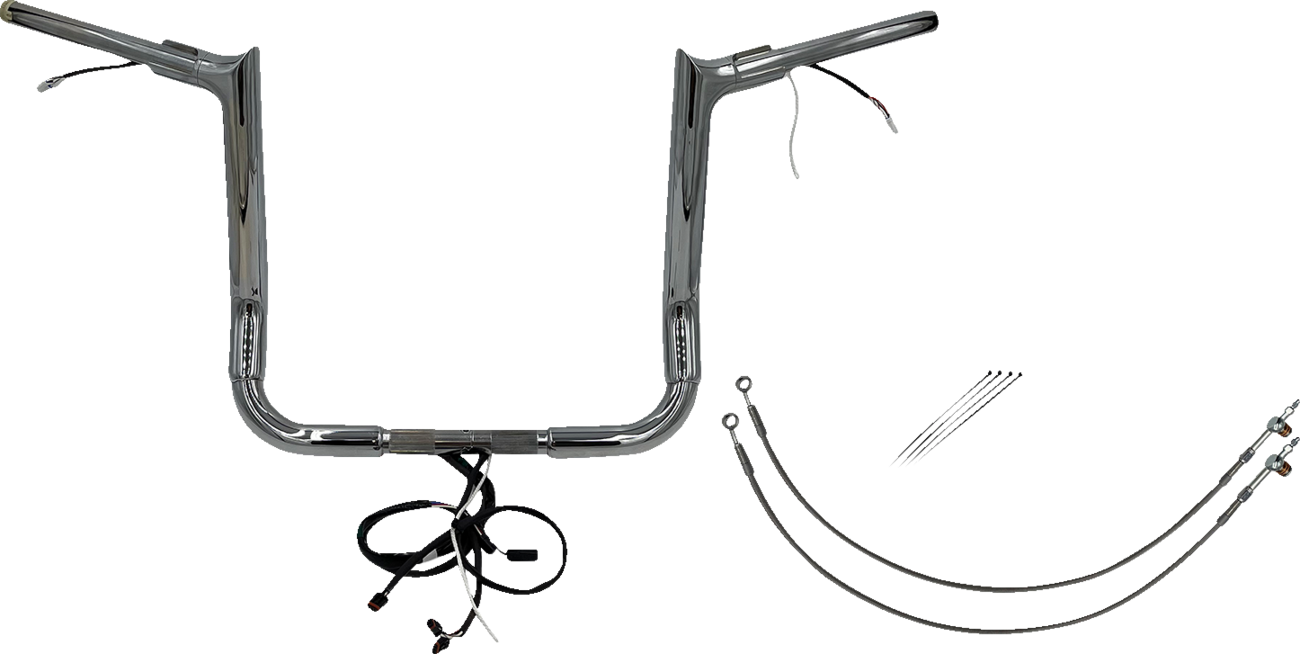 Fat baggers inc. EZ Install Wired 1-1/2" Pointed Top Handlebar Kit - 14" - Chrome Harley Davidson