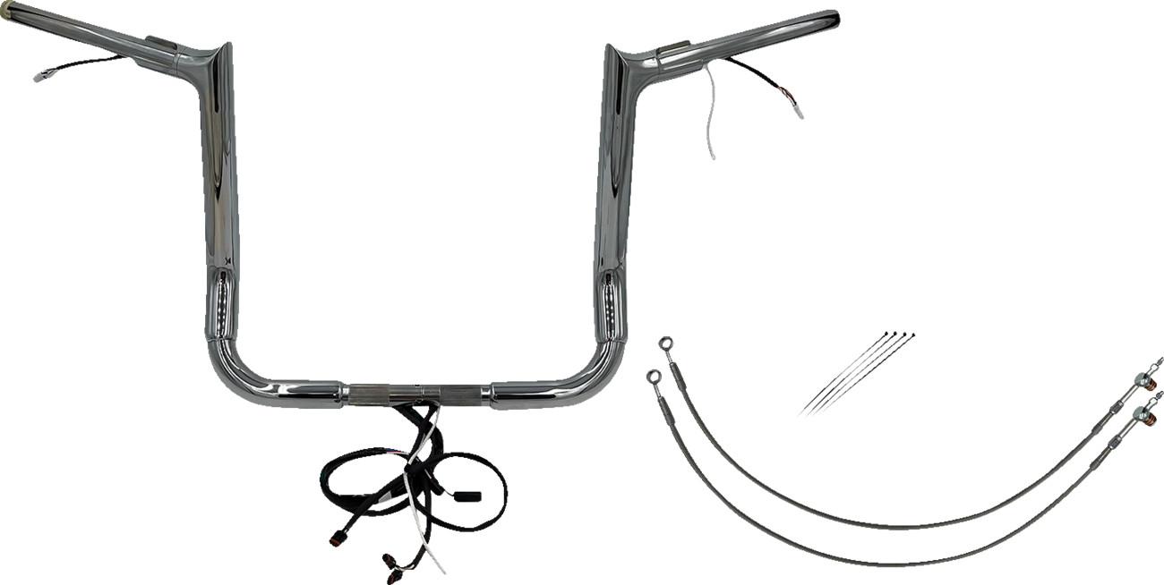 Fat baggers inc. EZ Install Wired 1-1/2" Pointed Top Handlebar Kit - 14" - Chrome Harley Davidson