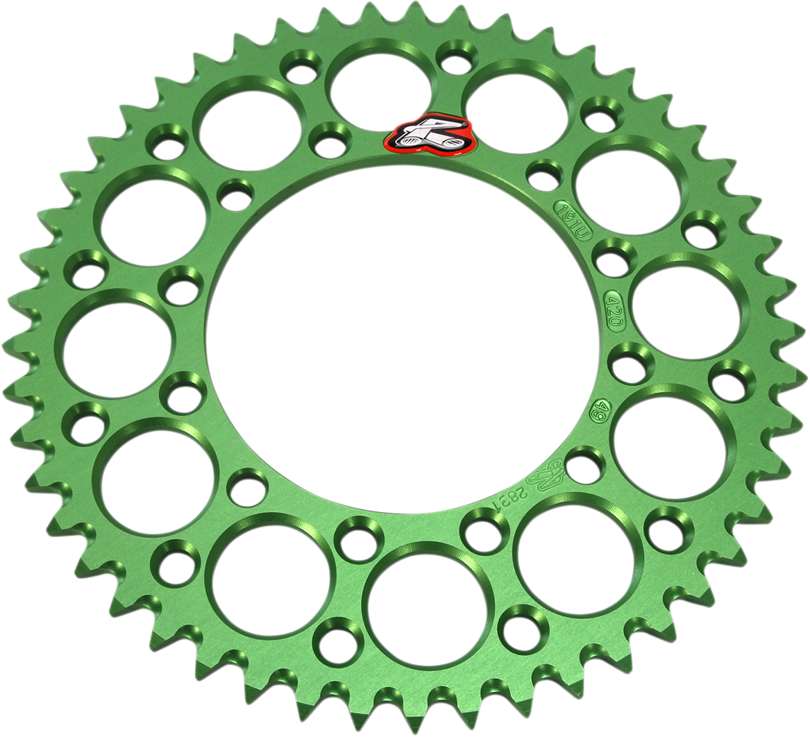 Renthal Rear Sprocket - Aluminum - 49 Tooth - Green - Kawasaki 49T