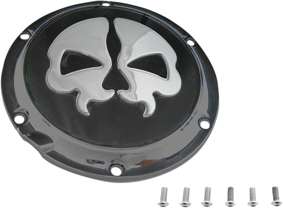 Drag specialties Split Skull Derby Cover - Black Harley Davidson