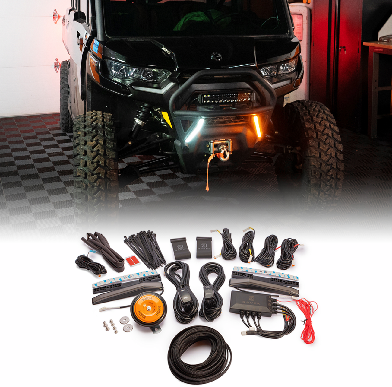 Ravek Auto-Cancel Turn Signal Kit w/White Running Lights Can-Am Defender 2020-2025