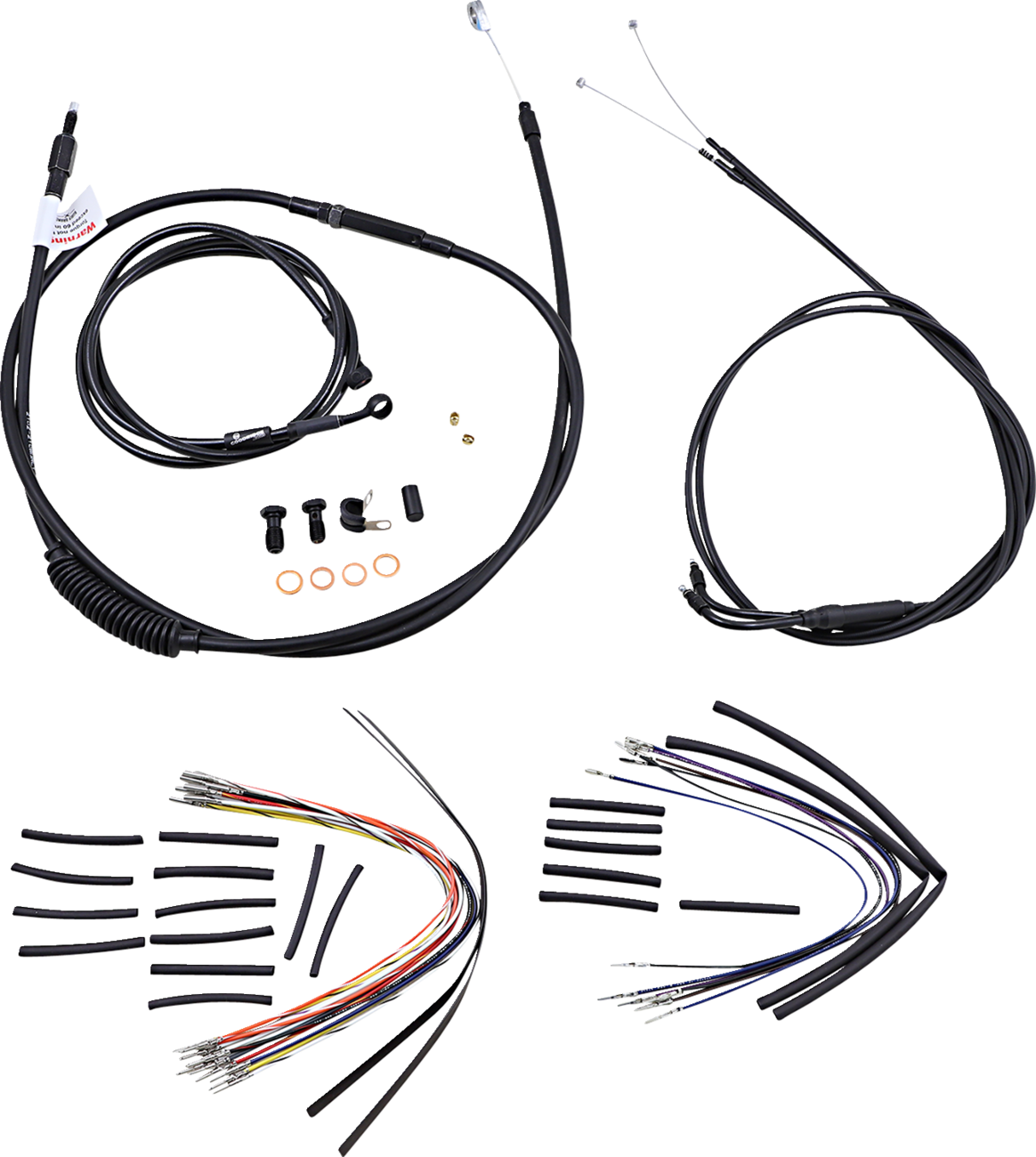 BURLY BRAND Complete Black Vinyl Handlebar Cable/Line Kit for Ape Hangers