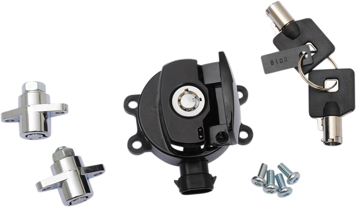 Drag specialties Side Hinge Ignition Switch with Saddlebag Lock - Gloss Black 2014-2022 Harley Davidson FLHR Road King / 2017-2025 Harley Davidson FLHRXS Road King Special