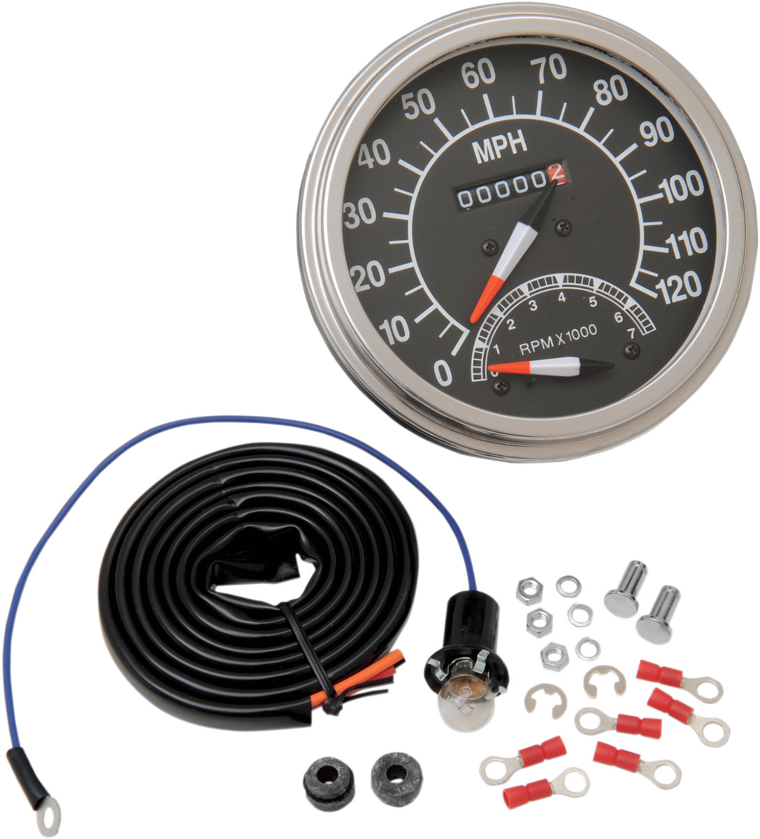 Drag specialties 5" MPH FL-Style 2:1 Speedometer with Tach - '68-'84 Black Face Harley Davidson