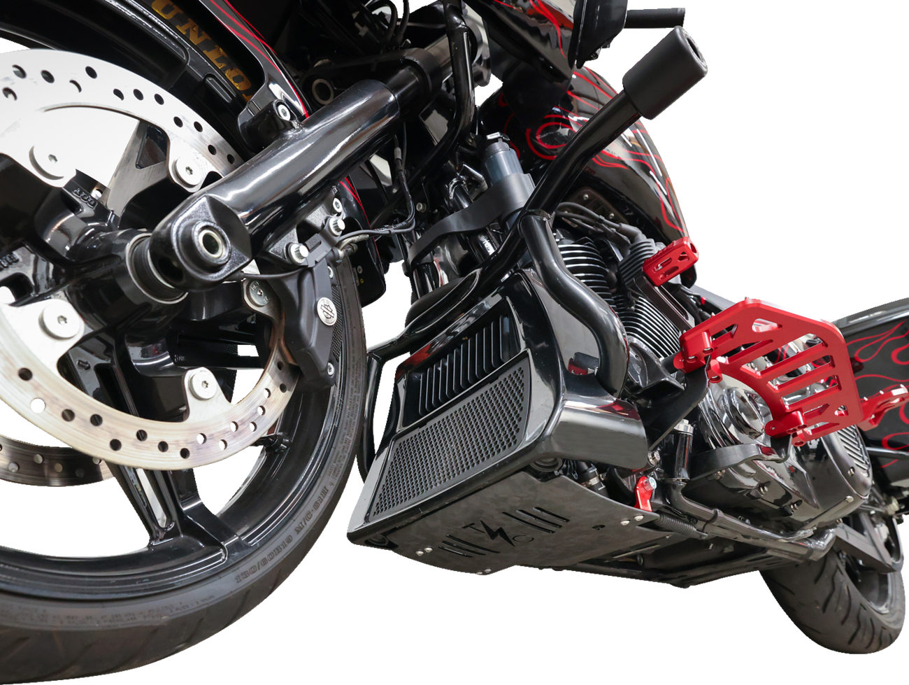 Thrashin supply co. Skid Plate - Carbon Fiber/Forged - With Red Brackets - FLHX/FLTRX 2024-2024 Harley Davidson FLTRX Road Glide / 2024-2024 Harley Davidson FLHX Street Glide