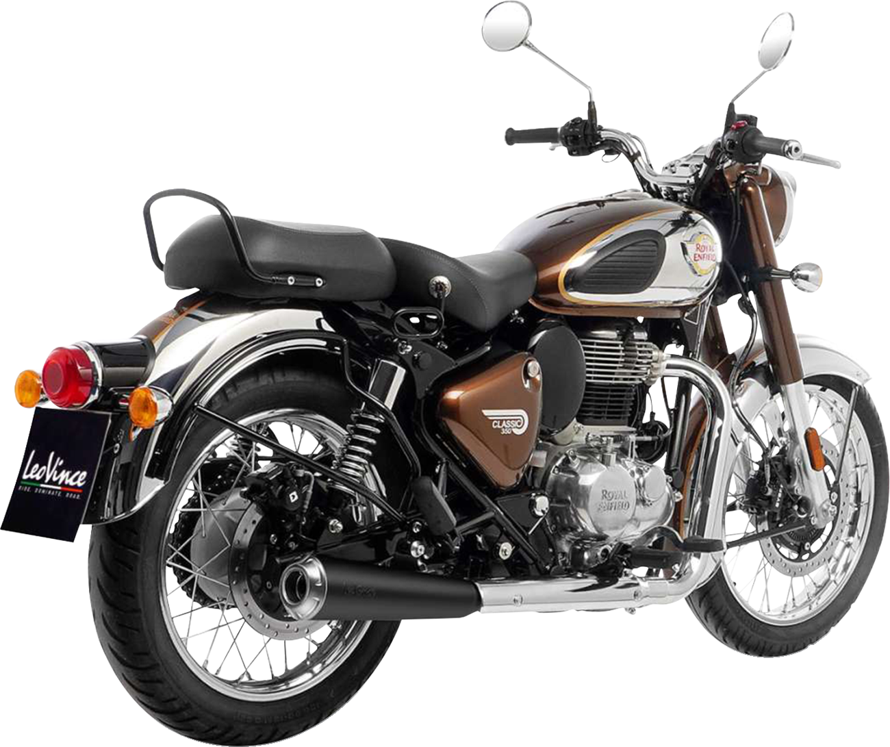 Leovince Classic Racer Black Edition Slip-On Muffler 2021-2024 Royal Enfield Classic 350 / 2021-2024 Royal Enfield Meteor 350  
