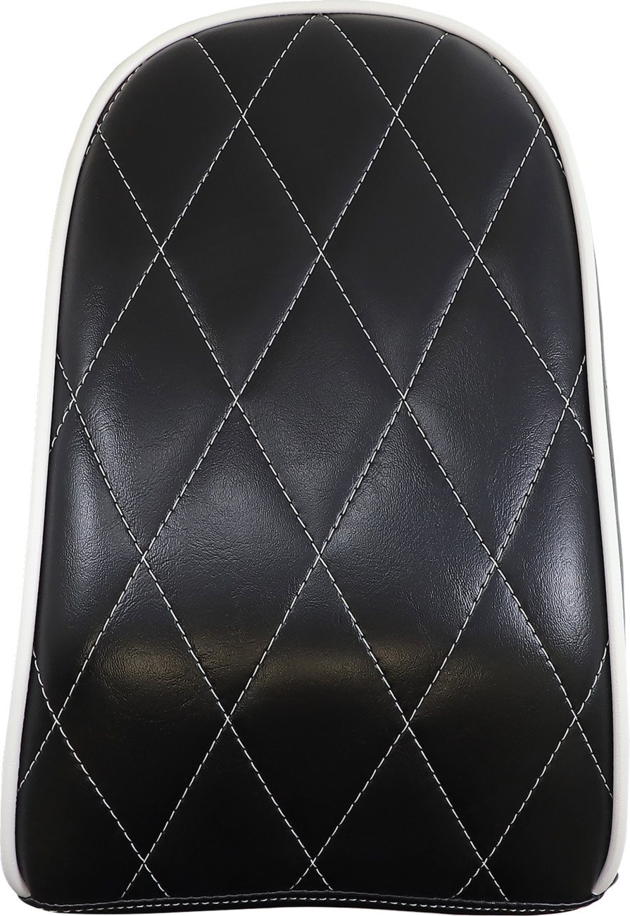 LE PERA Bare Bones Series Pillion Pad — White Piping/Diamond Stitch