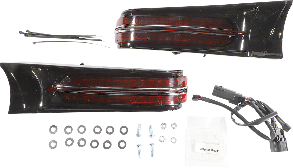 Ciro Filler Panel Light - Red Lens - Red LEDs - Chrome Harley Davidson