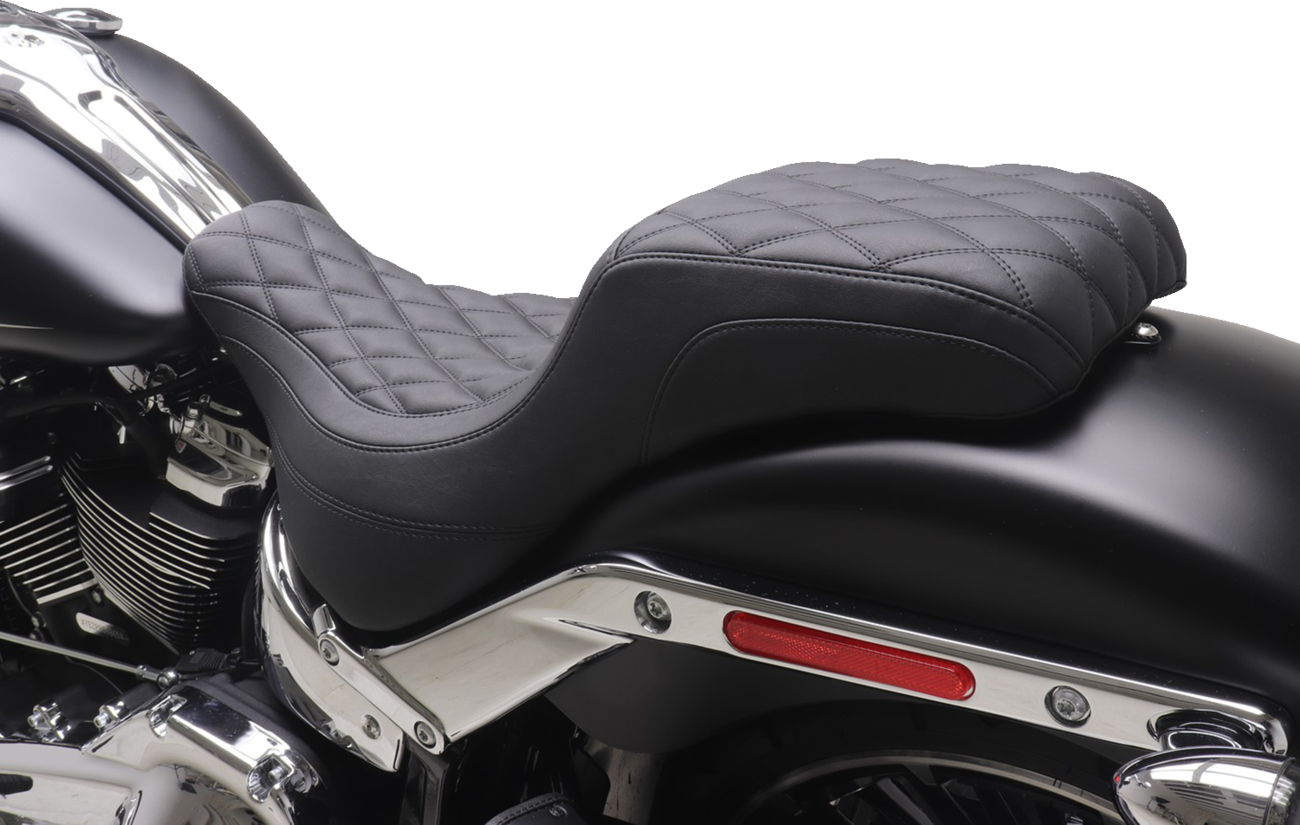 Mustang One-Piece/2-Up Squareback Seat - Double Diamond - Black Stitch - FXBR '23-'25 2023-2025 Harley Davidson FXBR Breakout 117