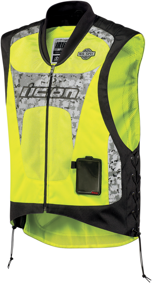 Icon Mens Yellow Mesh Mil Spec Interceptor Reflective Motorcycle Riding