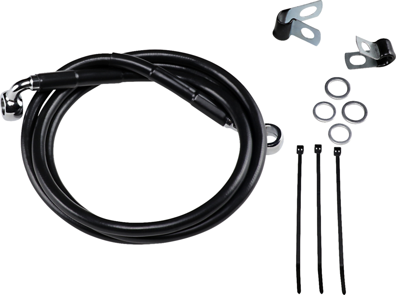 Drag specialties Brake Line - Front - Black - +4" - '99-'07 FXST Harley Davidson